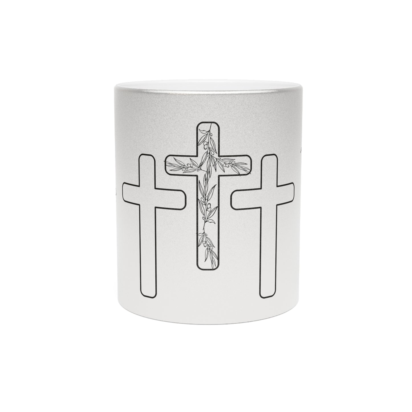 3 cross with olive branch, He died for our sin and rose again.