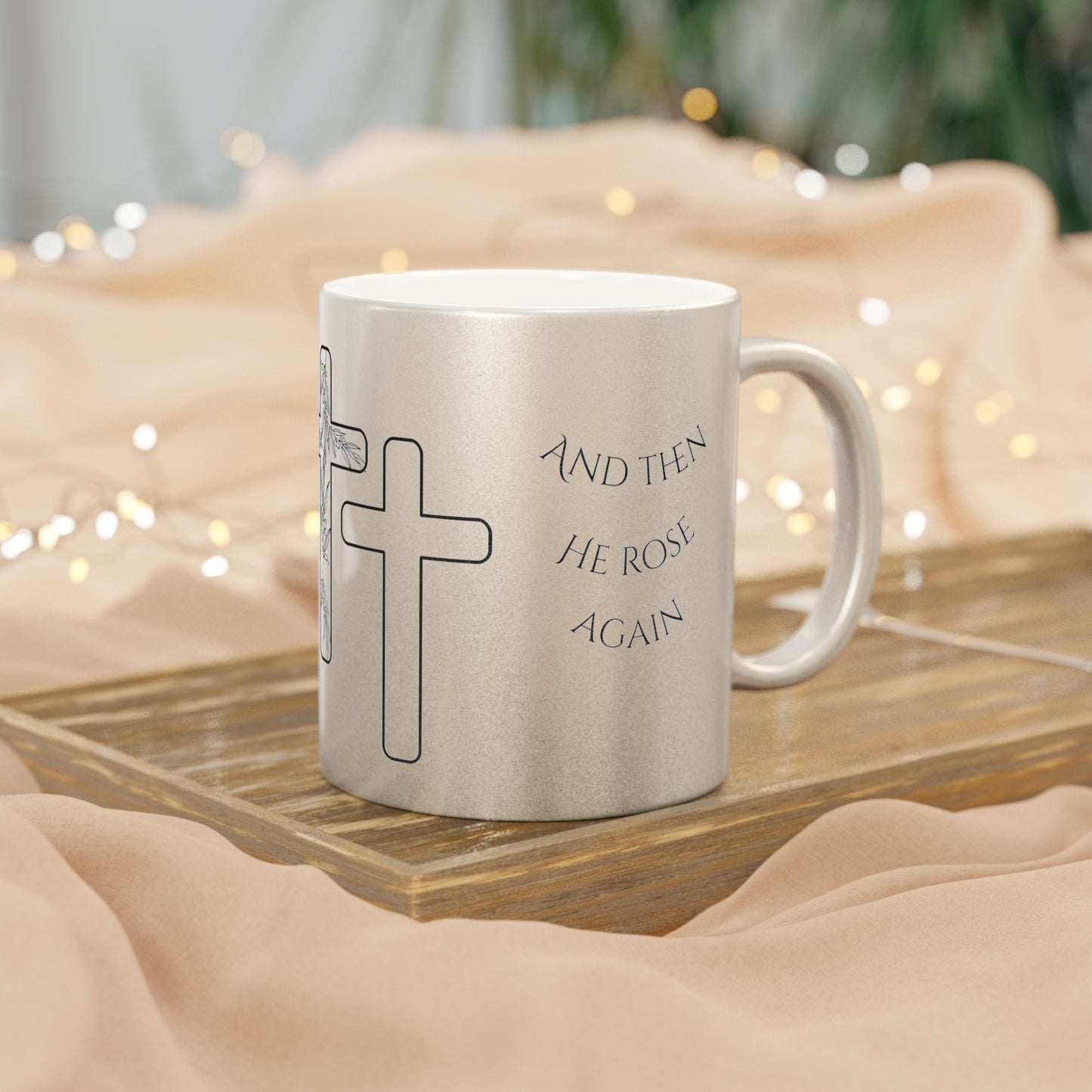3 cross with olive branch, He died for our sin and rose again.