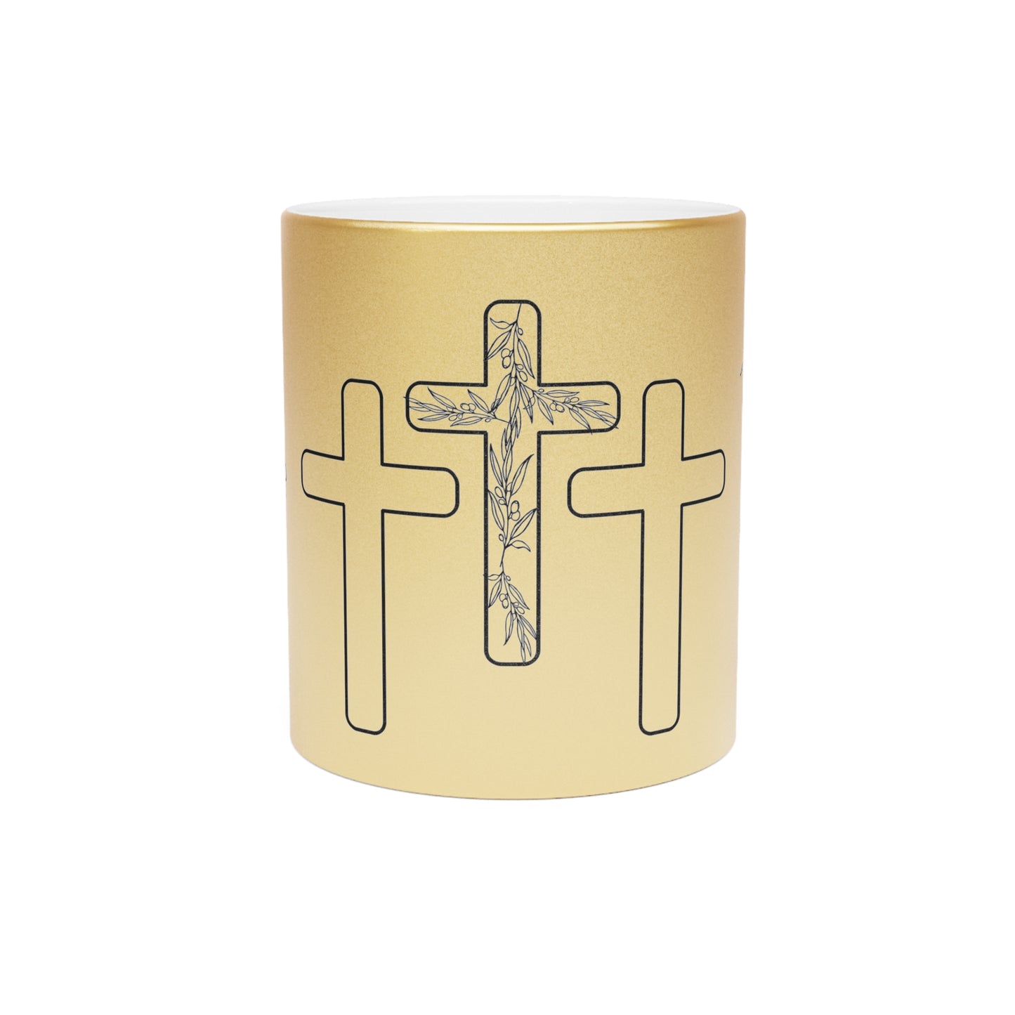 3 cross with olive branch, He died for our sin and rose again.