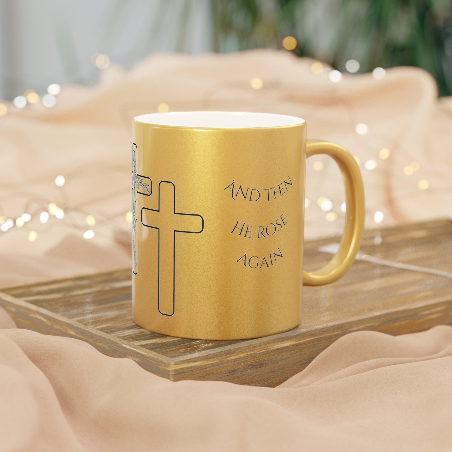 3 cross with olive branch, He died for our sin and rose again.